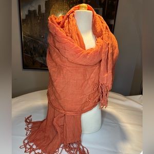 Muted Tangerine colored gauze type 100% cotton scarf